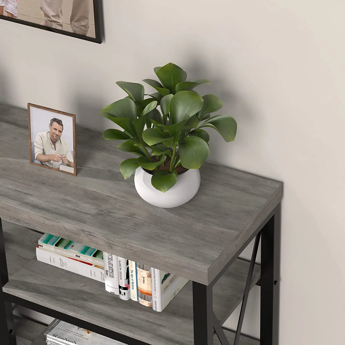 40"L Gray Wash Storage Console Table B17777