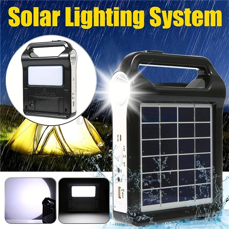 Portable 6V Rechargeable Solar Panel Power Storage Generator System with Lamp H415064