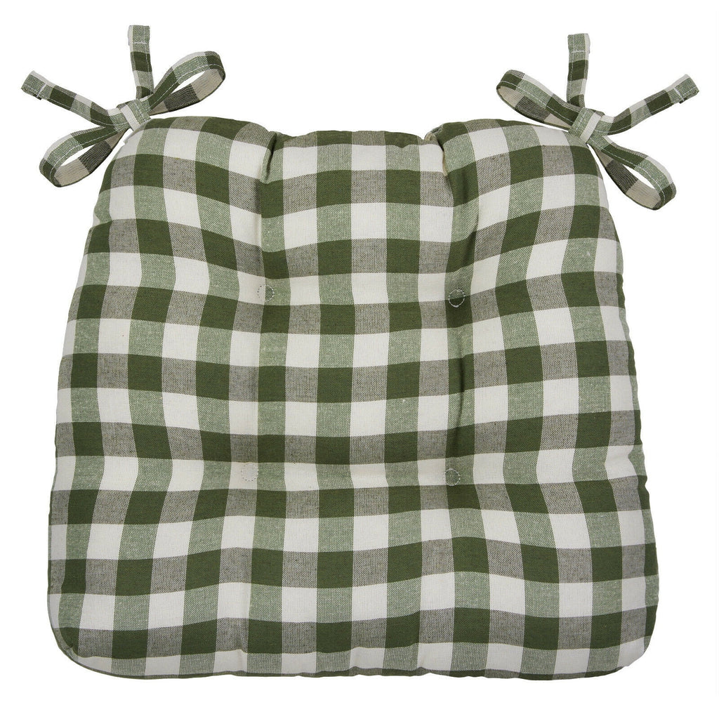 4 Pack Plaid Chair Cushion Pads with Ties S421083