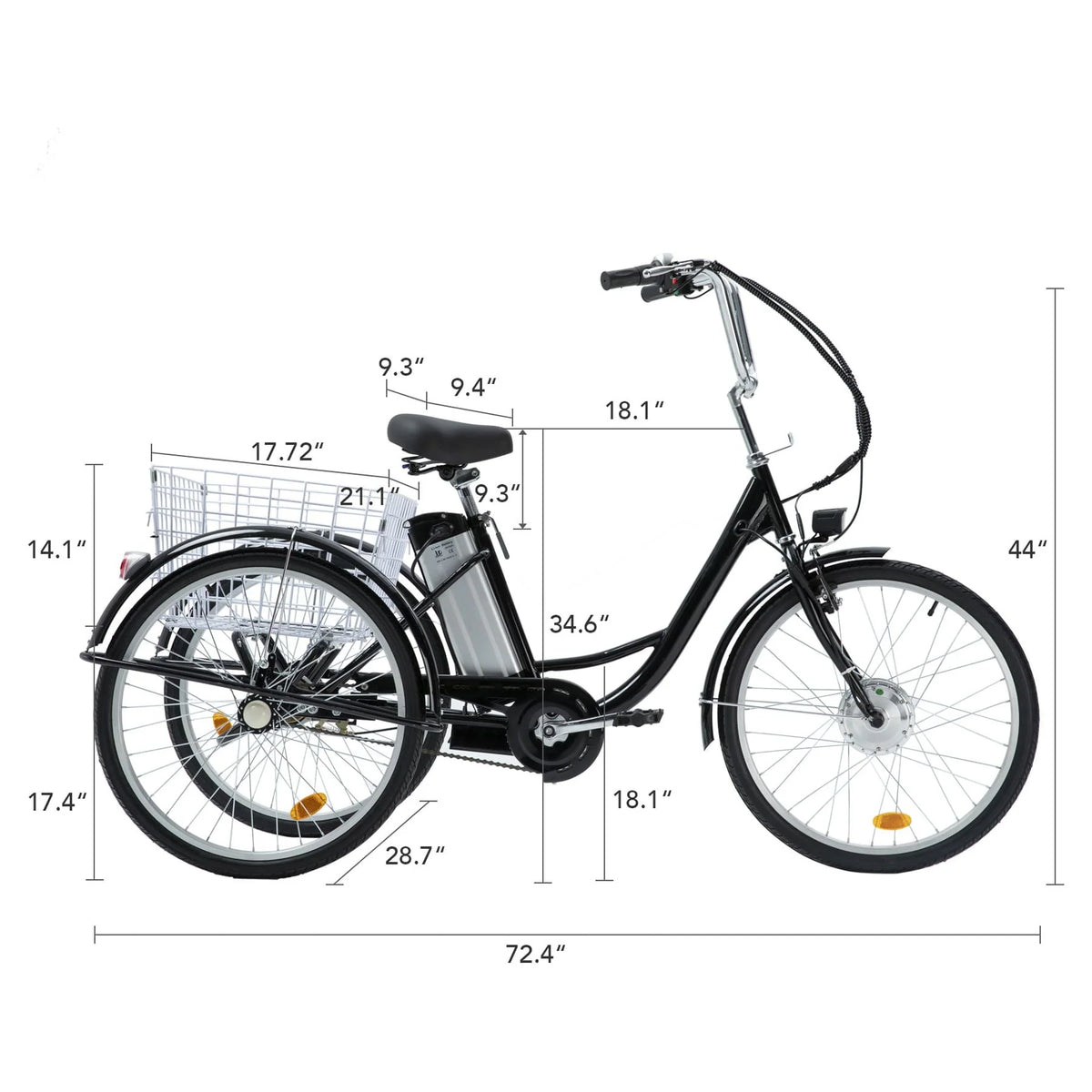 White 26 Inch 3 Wheel Electric Bike O417