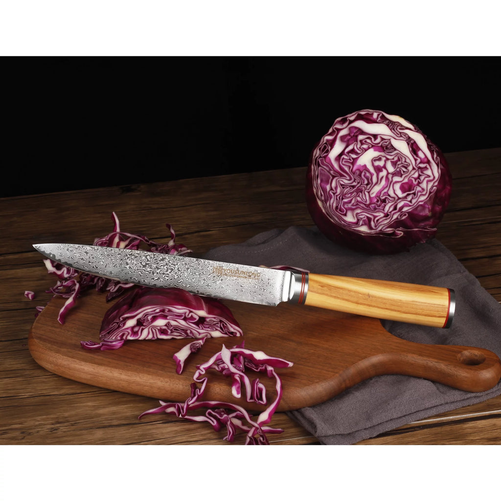 8 Inch Damascus Steel Olive Wood Carving Knife G92538