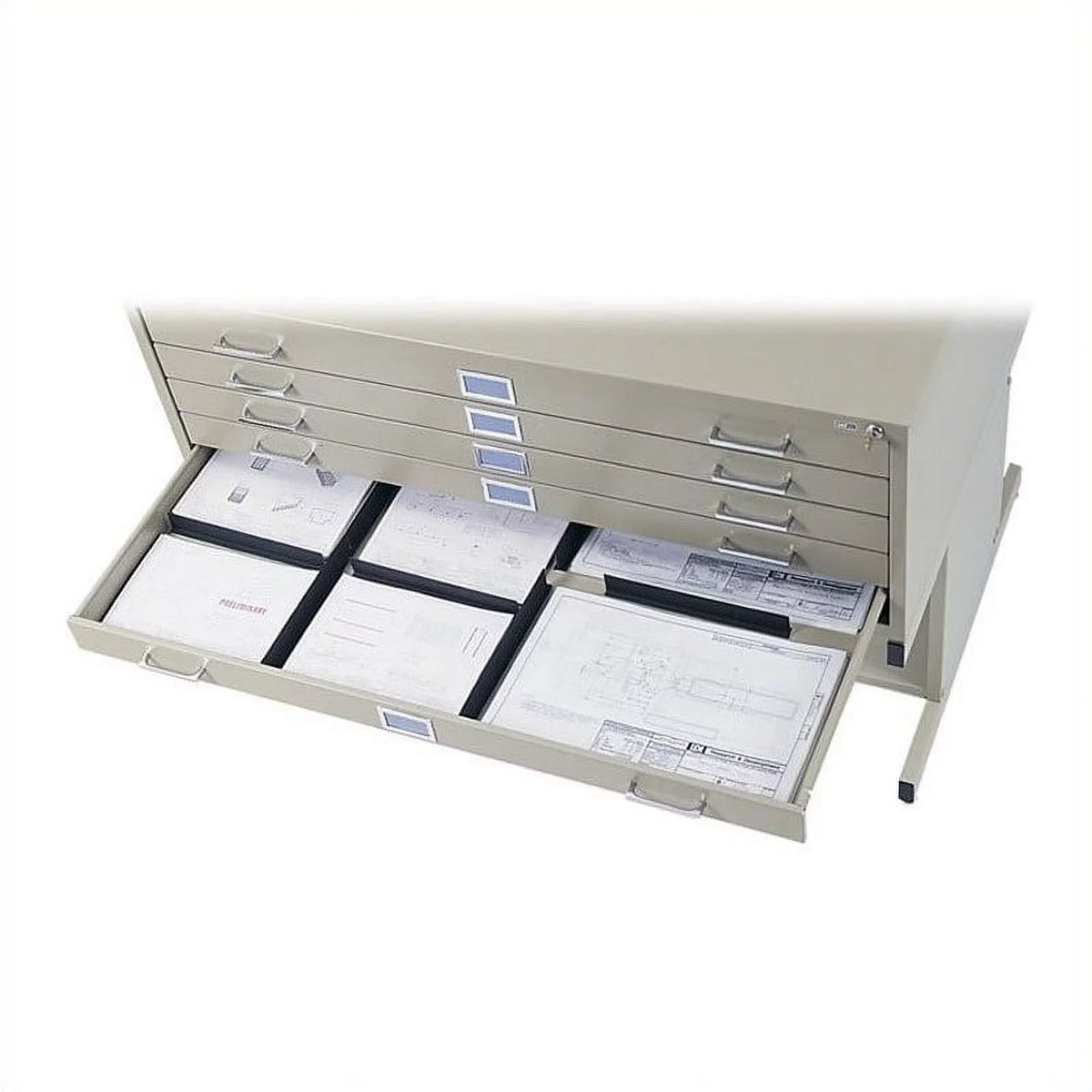 5 Drawer Flat File Cabinet with Closed Base in Brown H168090