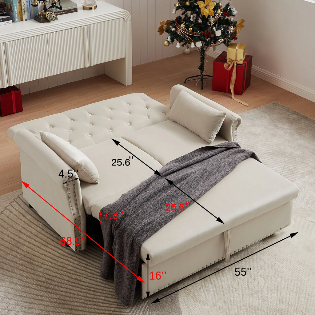 Velvet Convertible Sleeper Sofa Bed P311504