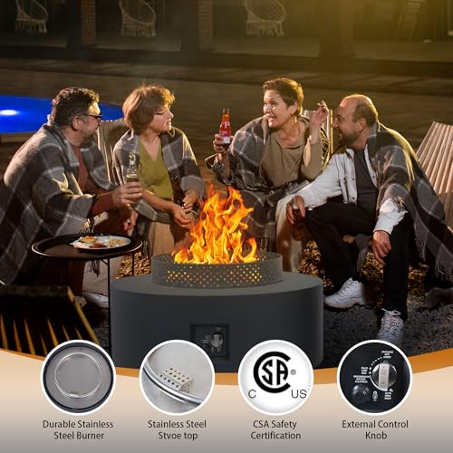 32 Inch 3-Piece Propane Fire Pit Table 65,000 BTU with Tank Side Table and Baking Sheet P1730