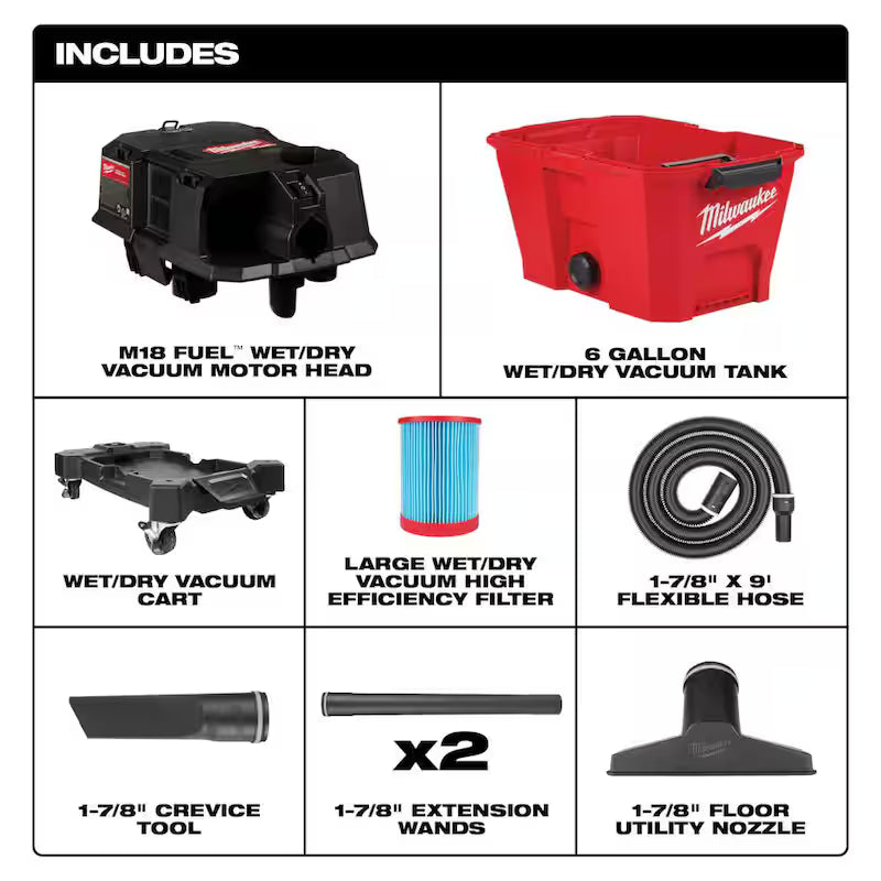 6 Gal. Cordless Wet/Dry Shop Vacuum with Filter, Hose and Brush and Crevice Tools D210942