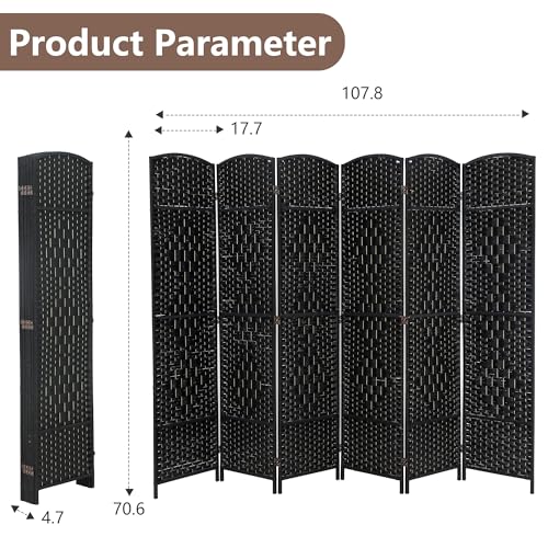 6FT Dark Brown Wooden Folding Room Divider H677554