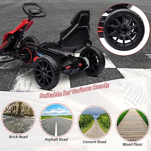 12V Electric Go Kart for Kids, 7Ah Battery Powered Car, Adjustable Seat, Red M439158