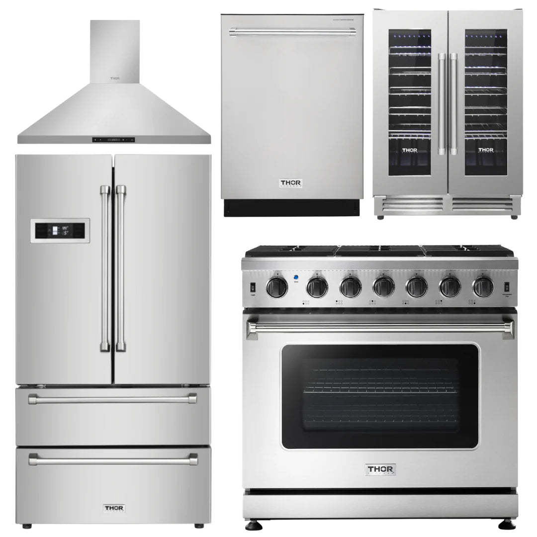 36 Gas Range, Range Hood, Refrigerator, Dishwasher, Wine Cooler Z174