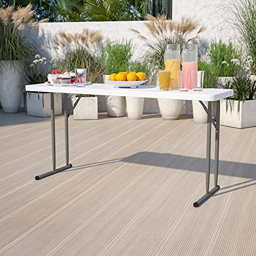 5' White Plastic Folding Training Table Q18731
