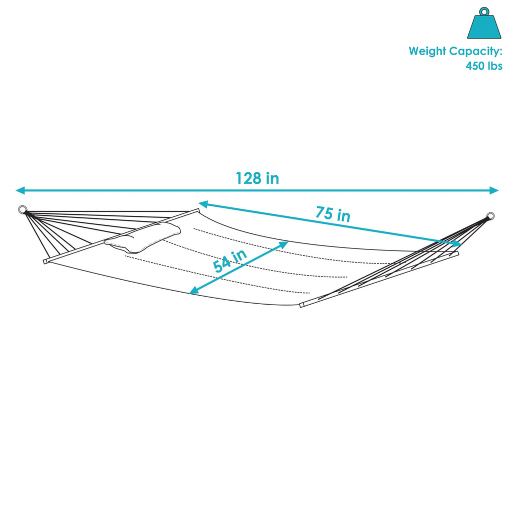 Quilted Printed Fabric 2-Person Hammock and Pillow with S Hooks and Hanging Chains Z636