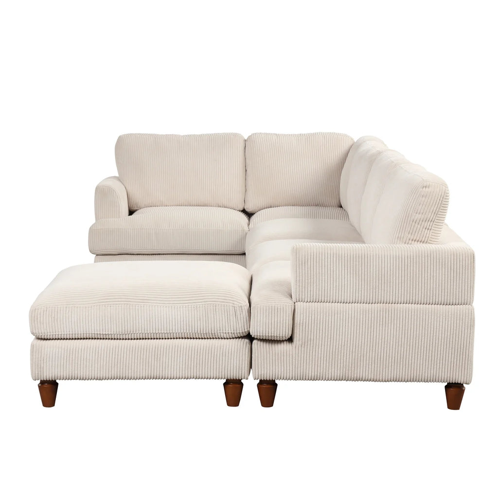 Beige Corduroy Modular Sectional Sofa with Chaise A18954