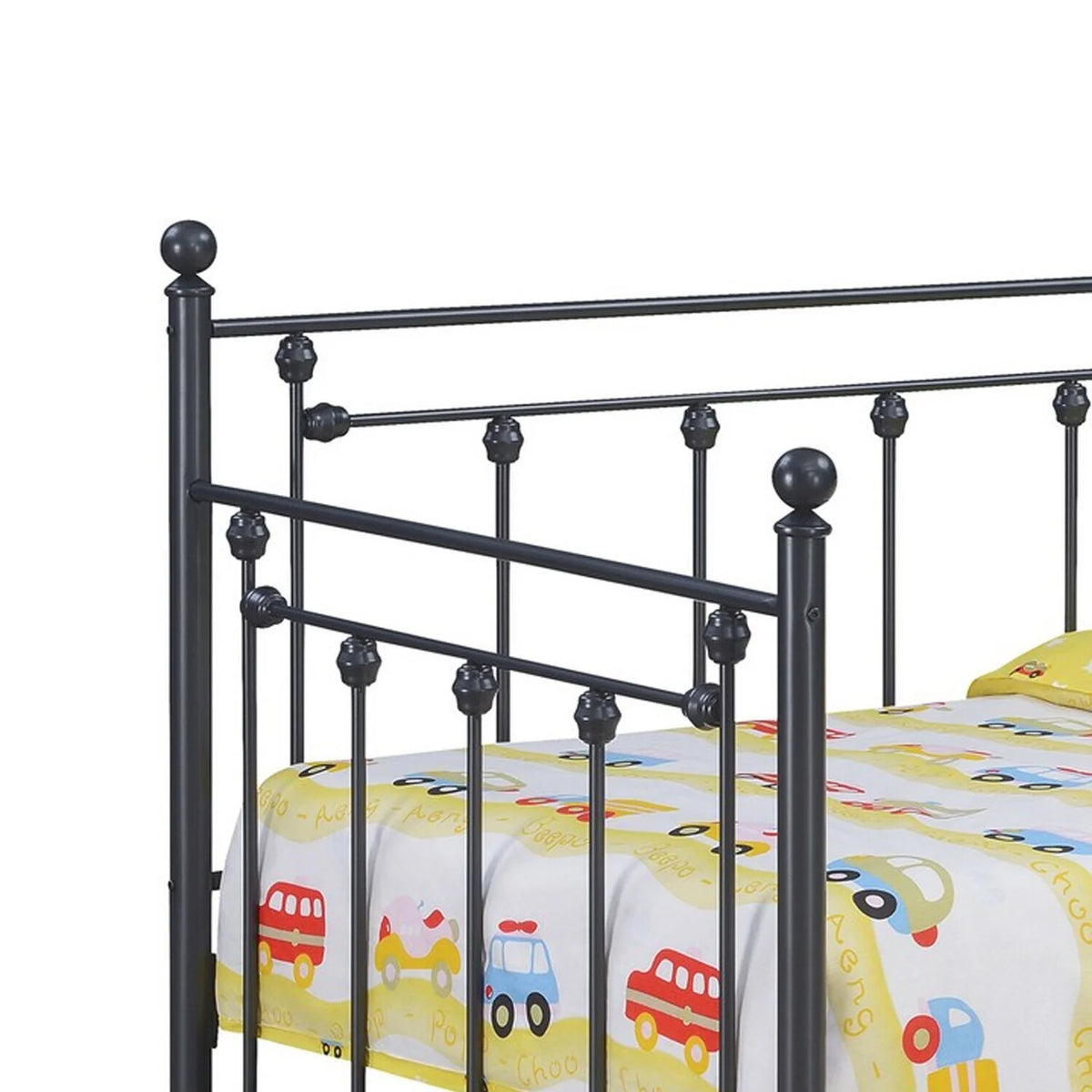 83 Inch Modern Daybed with Pull Out Trundle Black Steel Metal Frame N578
