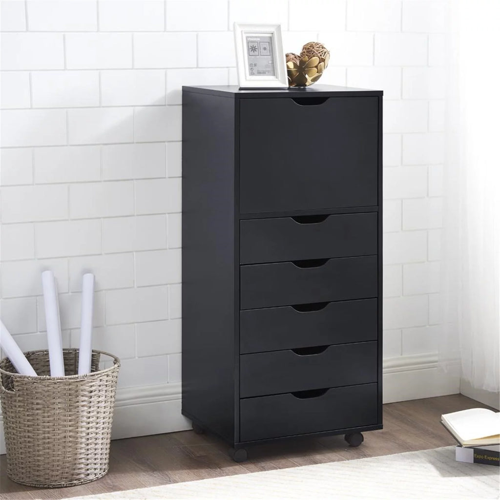 White 5 Drawer File Cabinet with Shelf I826240