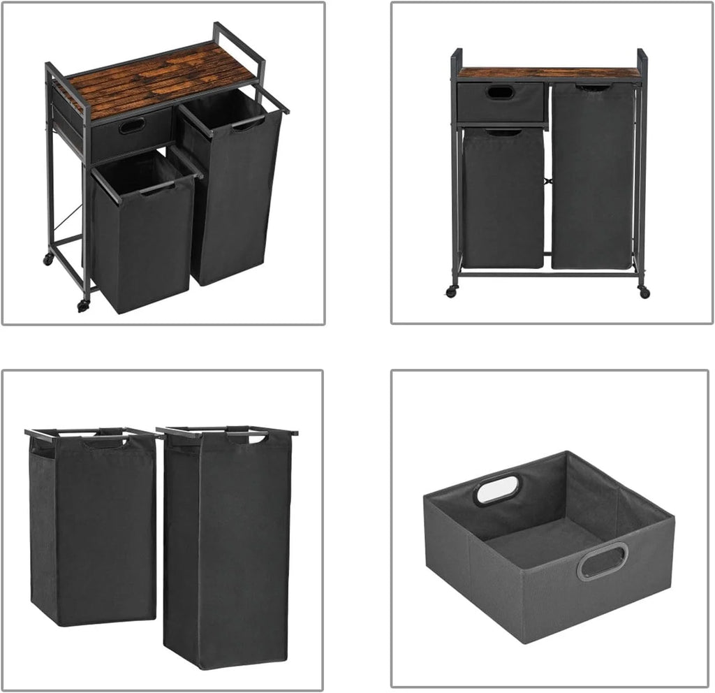 Laundry Basket with Drawer and 2 Sorter Bags Q7325