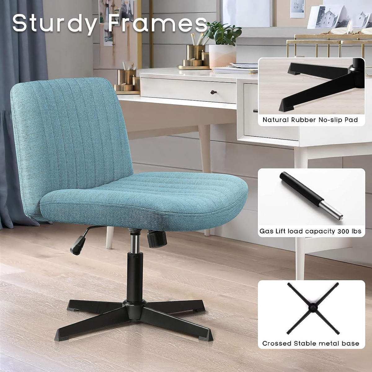 Armless Fabric Padded Swivel Office Chair R870724