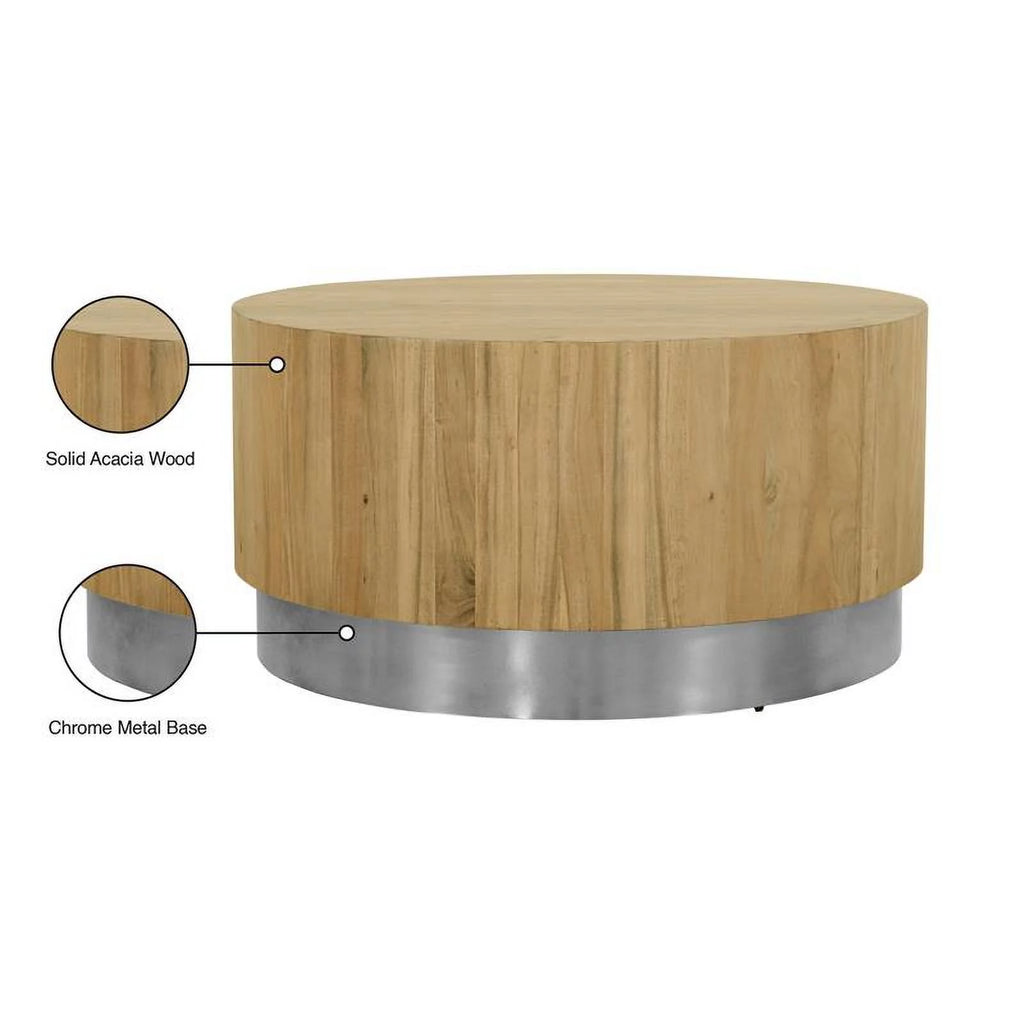 Round Modern Wood Coffee Table with Metal Base V25368