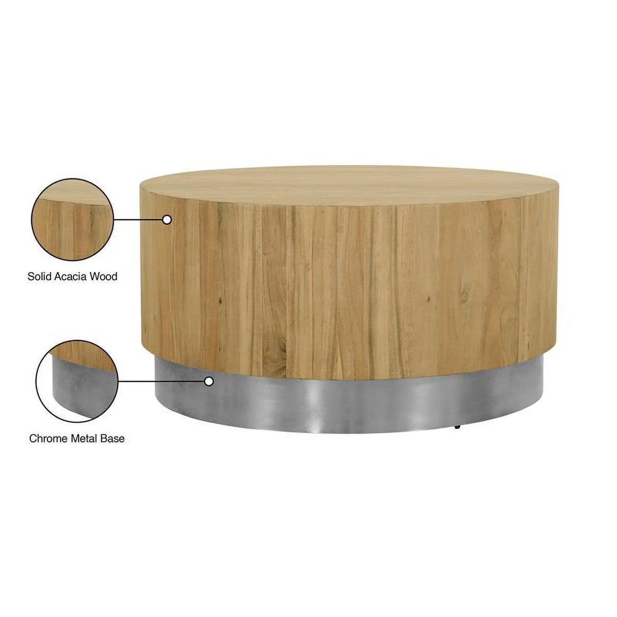 Round Modern Wood Coffee Table with Metal Base V25368