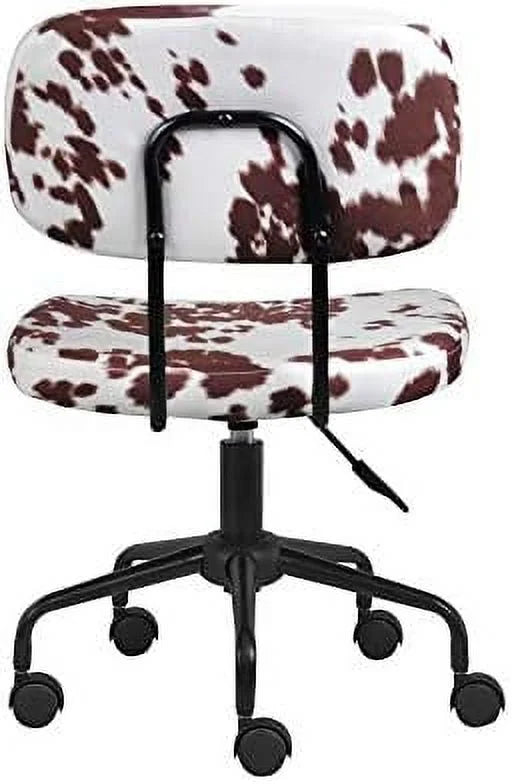 Plush Fabric Cow Print Swivel Office Chair A161430