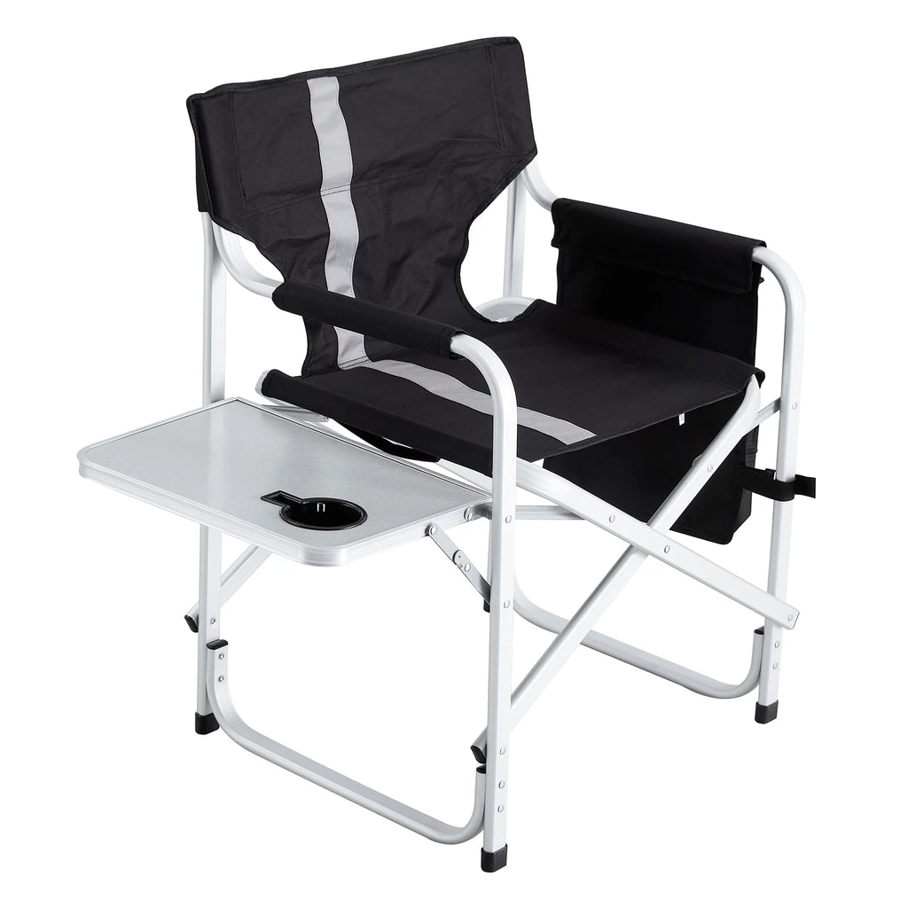 2-piece Padded Folding Chair with Side Table and Storage Pockets H421