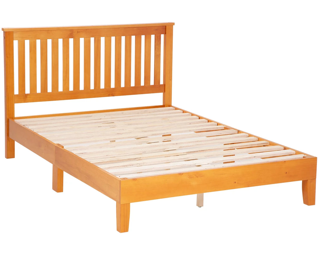 Queen Size Bed Frame with Headboard Wood Slats K5159