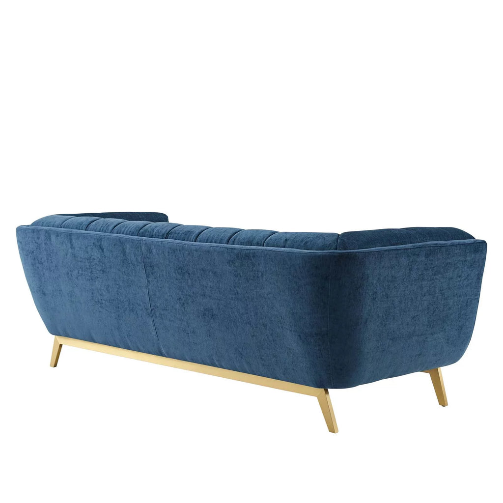 Navy Performance Velvet Sofa T601