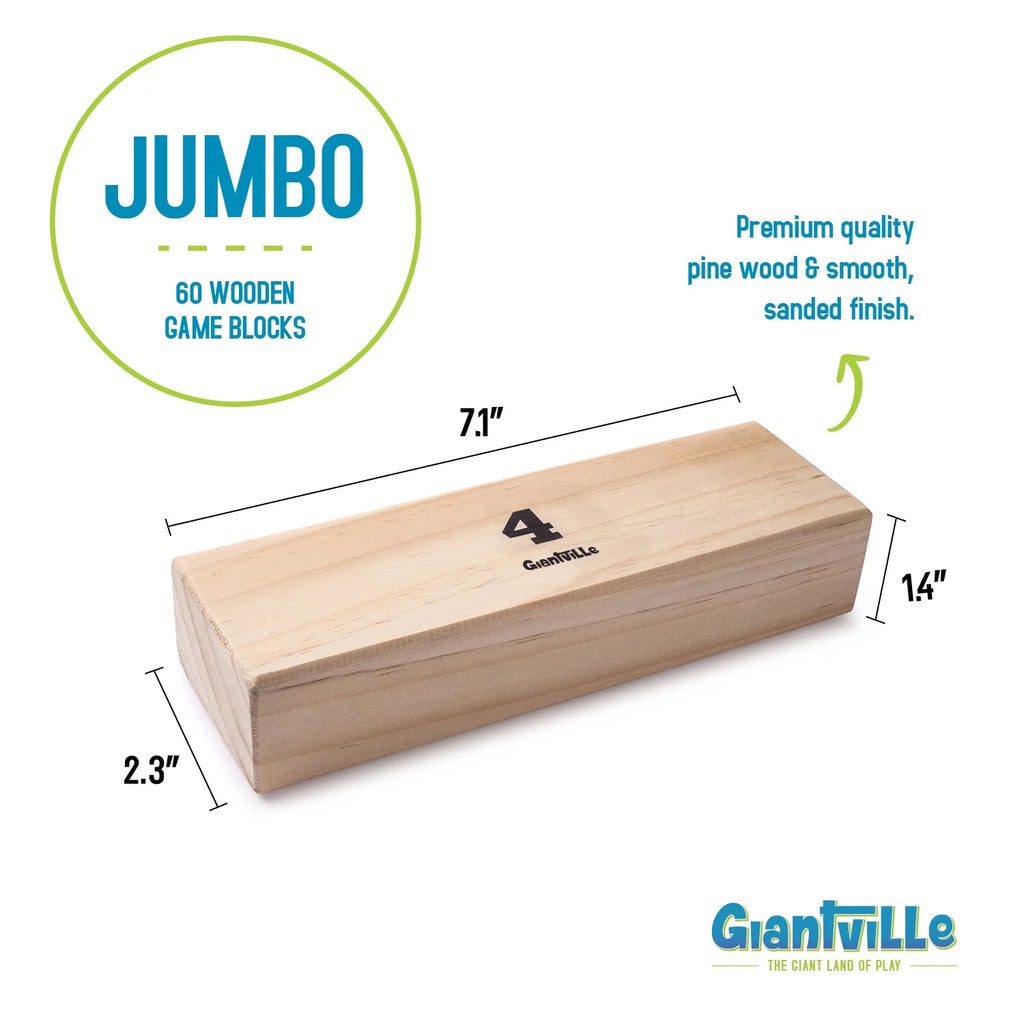 60 Jumbo Wooden Blocks Tumbling Timber Toy with Storage Crate U475