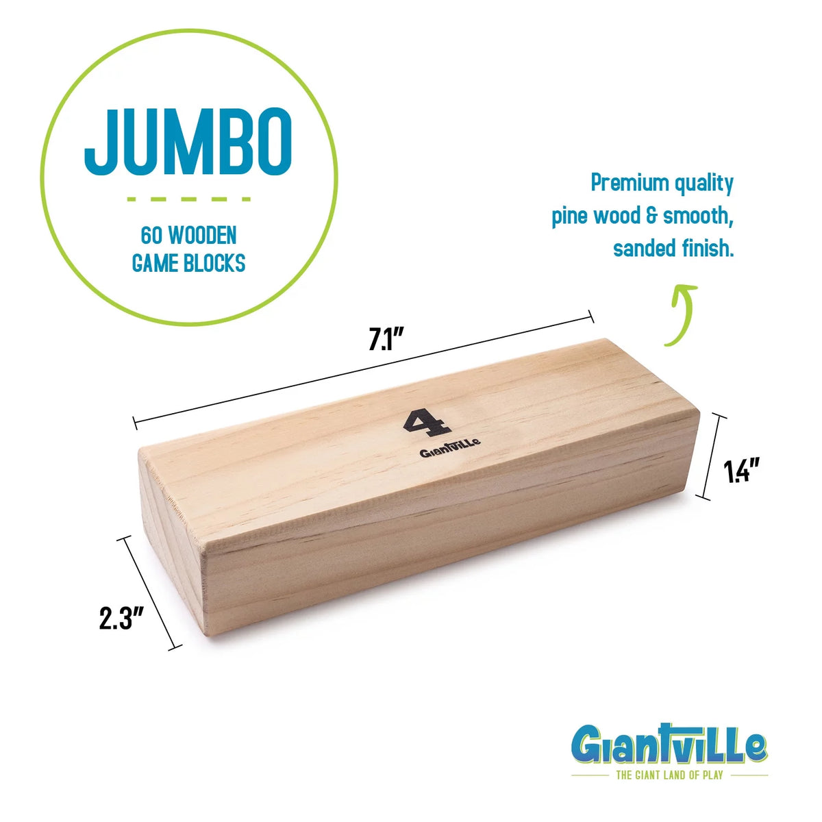 60 Jumbo Wooden Blocks Tumbling Timber Toy with Storage Crate U475