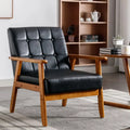 Mid Century Modern Linen Fabric Accent Chair with Wood Frame J583746