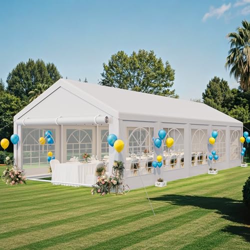 16x32ft Heavy Duty Galvanized Steel Party Tent with Removable Sidewall Windows E4016