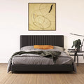 Black Faux Leather Upholstered Platform Bed With Tufted Headboard C939358