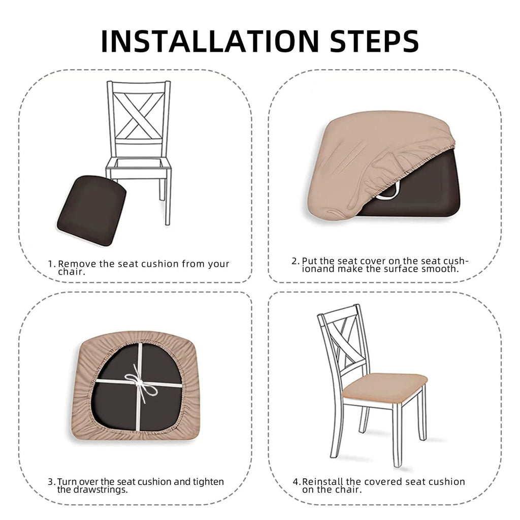 Gray Removable Washable Chair Seat Covers P8793