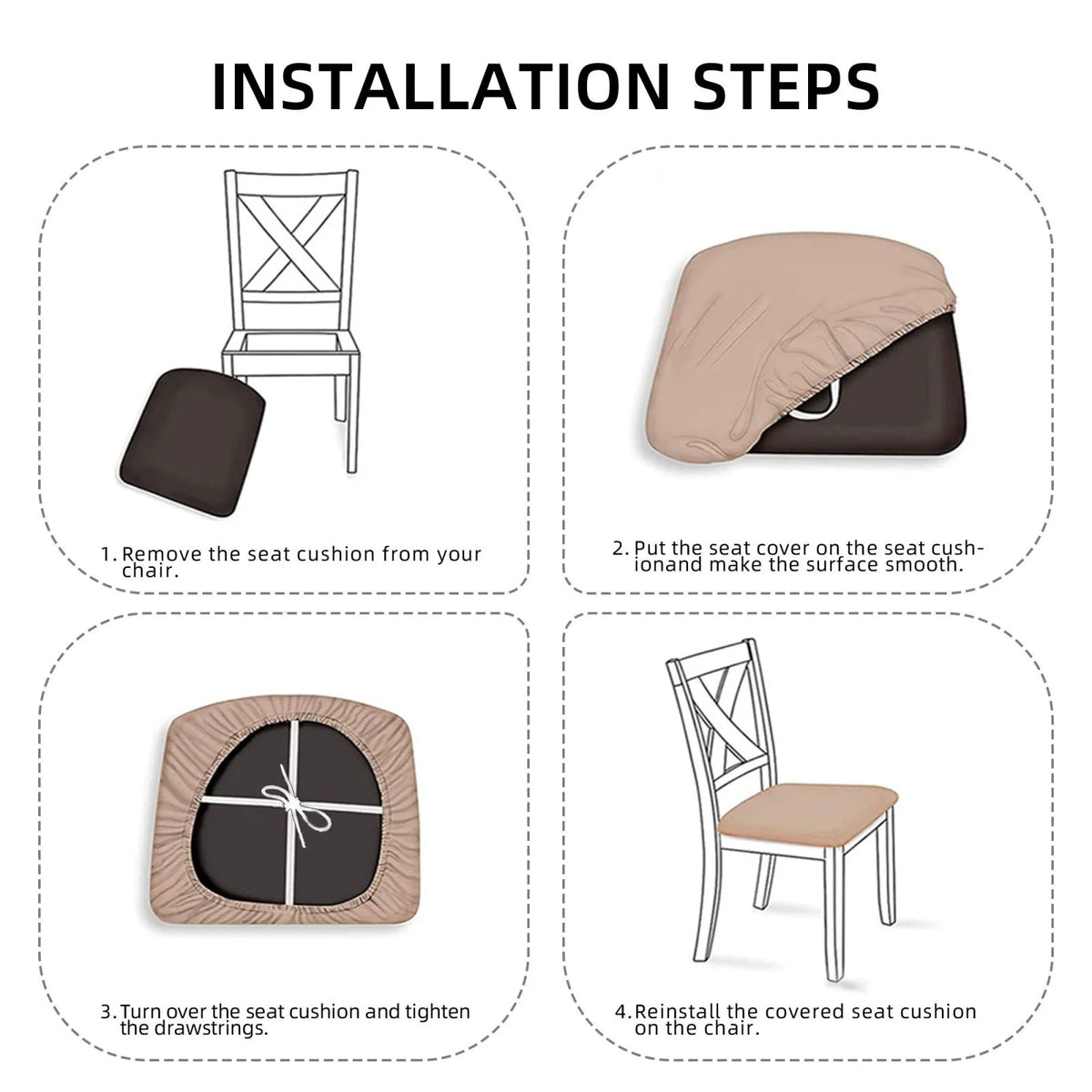 Gray Removable Washable Chair Seat Covers P8793