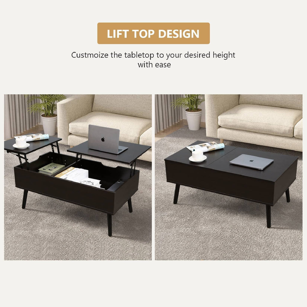 Black Lift Top Coffee Table with Storage V105