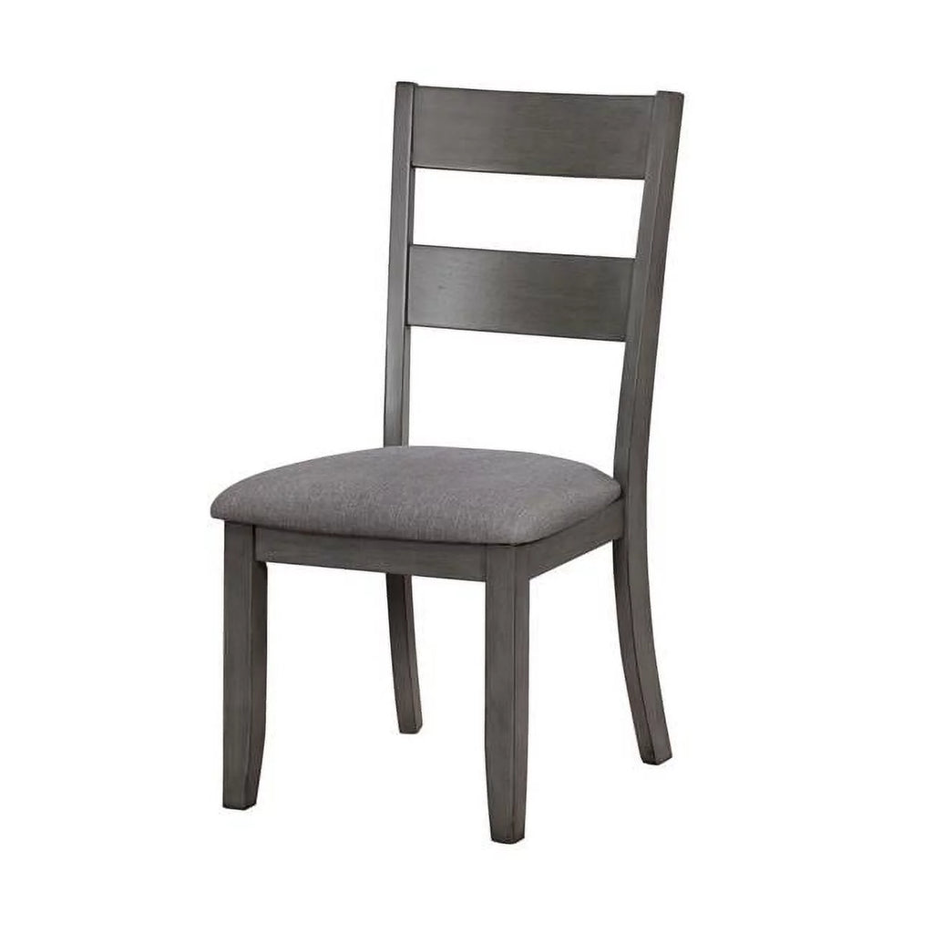 Wooden Side Chair with Fabric Padded Seat, Pack of Two, Gray B579813