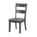 Wooden Side Chair with Fabric Padded Seat, Pack of Two, Gray B579813