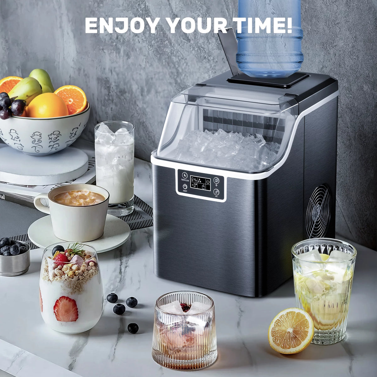 44Lbs/24H Self-Cleaning Countertop Ice Maker with Ice Scoop & Basket A2213