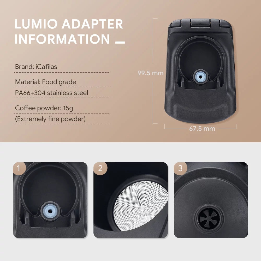 Reusable Coffee Adapter Pods Capsule Filter Refillable 1 Adapter + 1 Tamper W17258