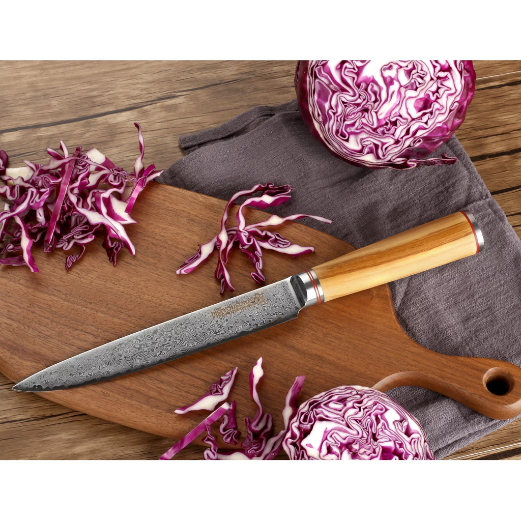 8 Inch Damascus Steel Olive Wood Carving Knife G92538