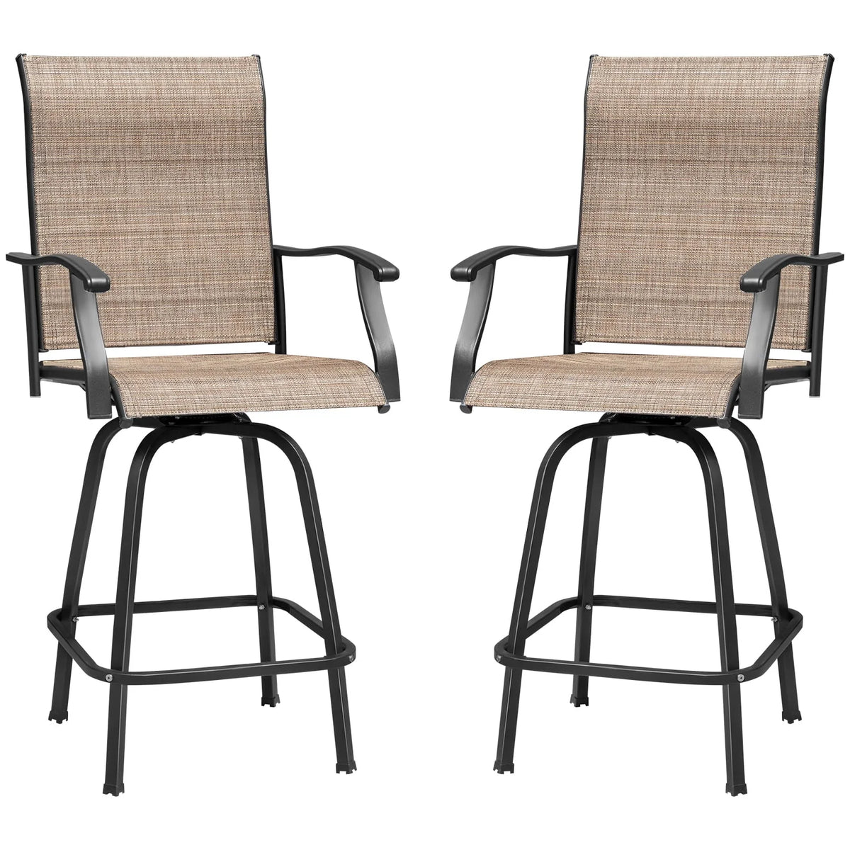 Tan Metal Bistro Chair and Table Set of Three Q95966