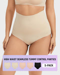 High Waist Seamless Tummy Control Panties 5 Pack K945229