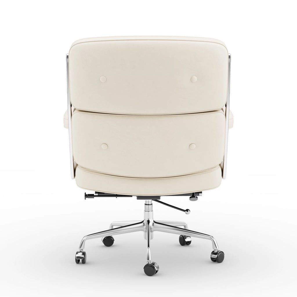 White Genuine Leather Office Chair I263798
