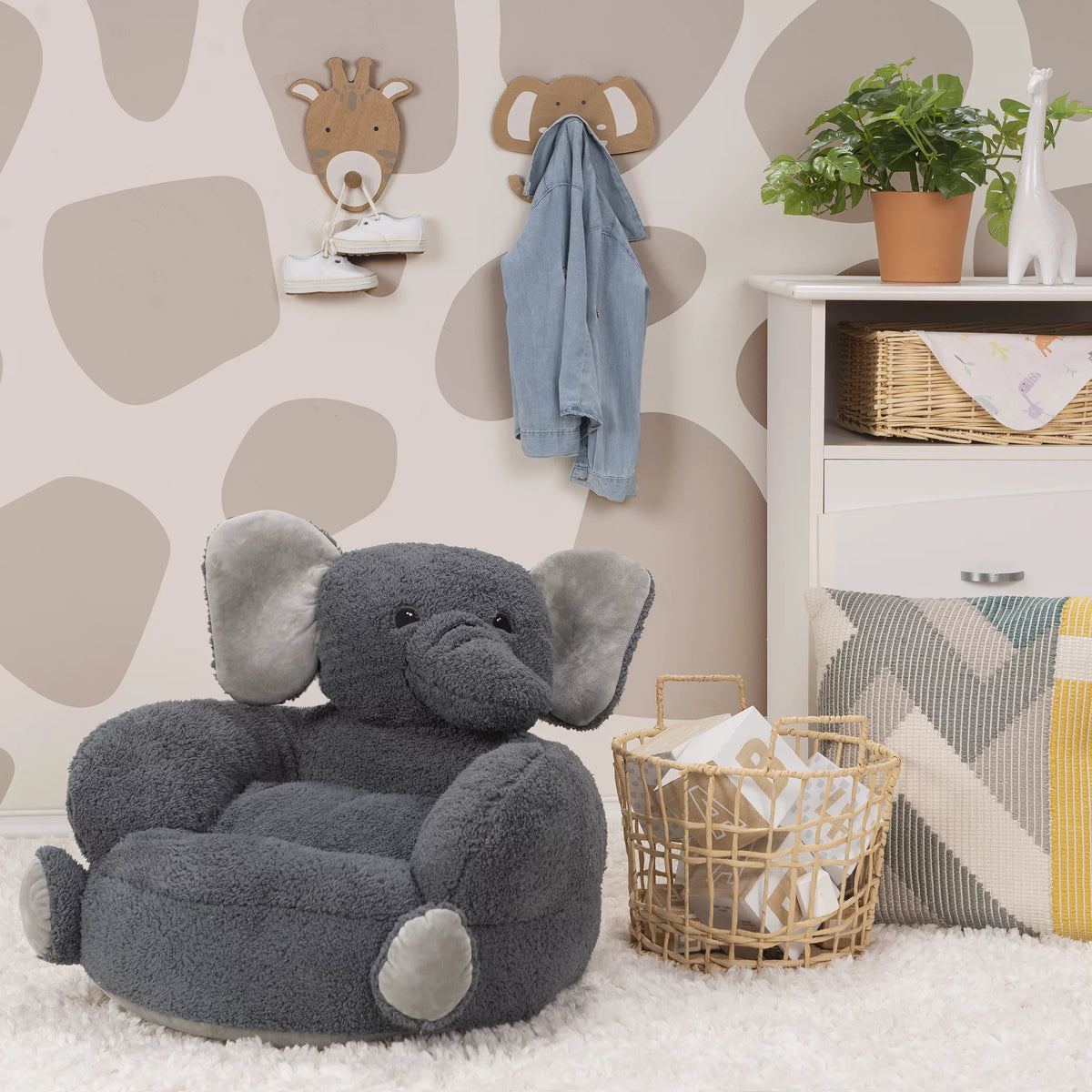 Plush Gray Elephant Toddler Chair M2051