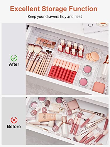 13-Piece Clear Drawer Organizer with Non-Slip Silicone Pads A6600