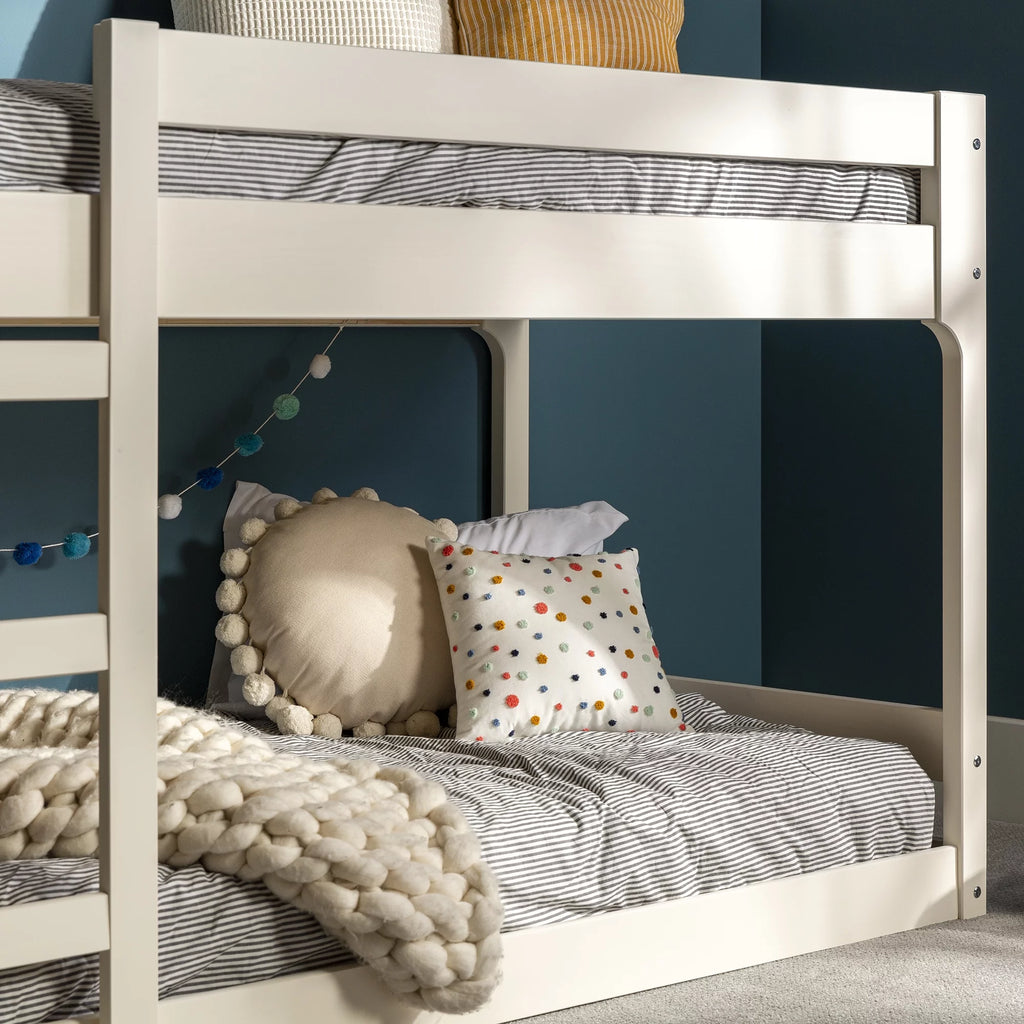 Modern Twin Over Twin Bunk Bed, White E36161