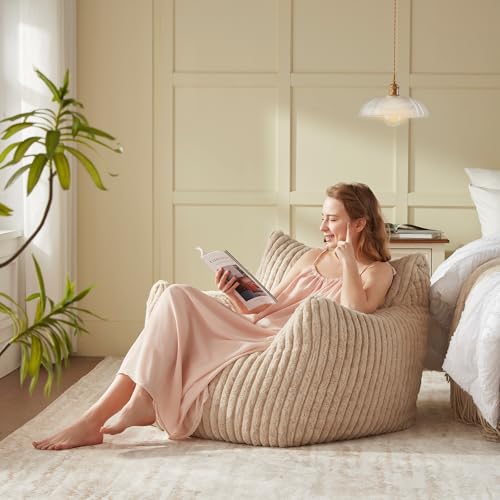 Fuzzy Bean Bag Chair with Armrests E204