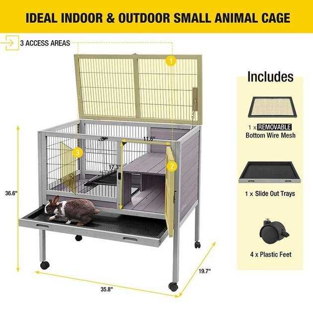 Small Rabbit Hutch with Pull Out Tray U3210