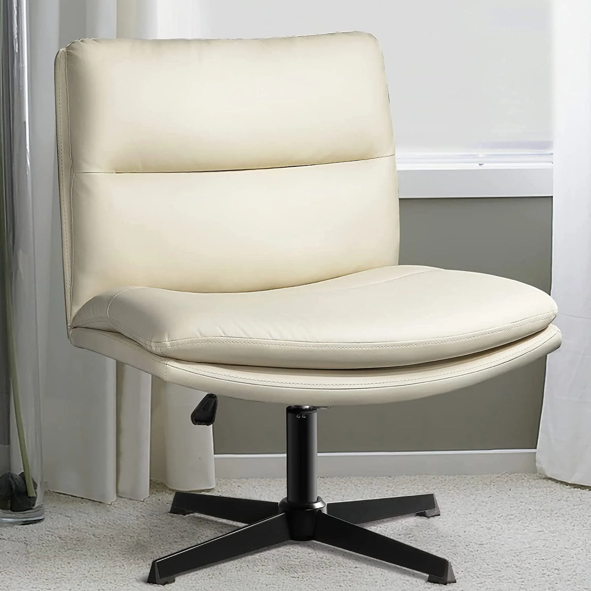 PU Leather Armless Office Desk Chair No Wheels S1727