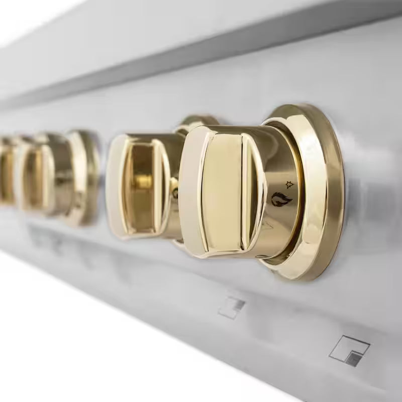 36 in. 6 Burner Gas Cooktop with Gold Knobs in Stainless Steel K890911