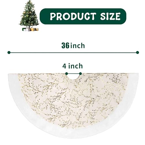 48 Inch White and Gold Faux Fur Plush Velvet Christmas Tree Skirt X4279