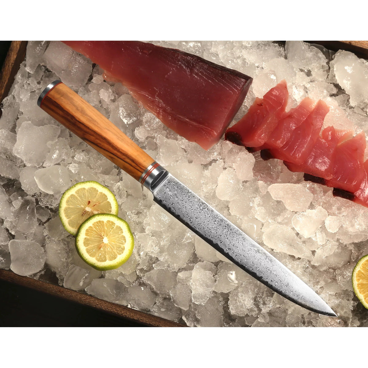 8 Inch Damascus Steel Olive Wood Carving Knife G92538